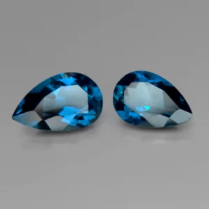 London Blue Topaz gemstone Pear shaped Pair