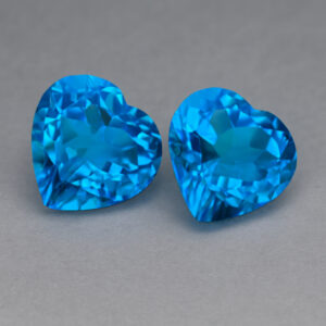 21.29carats natural Swiss blue topaz pairs | heart shaped topaz