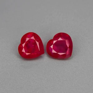 1.41 Ct Burmese Ruby Pair – Heart Cut Pinkish Red No Heat Loose stones