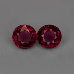 Purplish Pink Rhodolite Garnet Pair – Round Cut Garnet Gemstones 2.61cts