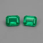 Pair of octagon cut emeralds 3.31 cts from Zambia