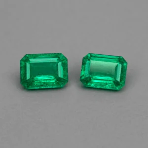 Pair of octagon cut emeralds 3.31 cts from Zambia