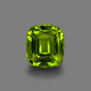 green peridot 7.14 carats cushion cut