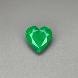 1.5 carat heart shaped natural green Zambian emerald