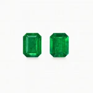 Pair of octagon cut emeralds 3.31 cts from Zambia