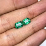 Pair of octagon cut emeralds 3.31 cts from Zambia