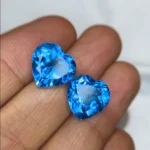 21.29carats natural Swiss blue topaz pairs | heart shaped topaz