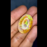 30 Ct Ethiopian White Opal with Golden Play of Color – 32×22 mm Natural Loose Opal