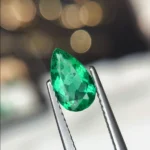 0.91 Ct Certified Panjshir Emerald – pear shaped vivid Green Natural Loose Gemstone