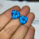 21.29carats natural Swiss blue topaz pairs | heart shaped topaz