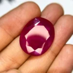 Lead Glass Filled Ruby – 40.82 Ct Oval Treated Natural Ruby, 25×21 mm Loose Stone