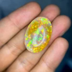30 Ct Ethiopian White Opal with Golden Play of Color – 32×22 mm Natural Loose Opal
