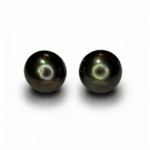 Tahitian South Sea Pearl Pair – 9.5–10 mm Gray Green Matched Pearls for Earrings