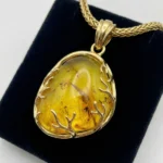 20 Ct Burmese Amber with Fossil Inclusion – Vivid Yellow Natural Gemstone