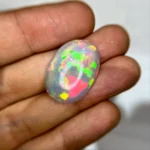 17.6 Ct oval Ethiopian White Opal – Natural Play of Colors Loose Gemstone